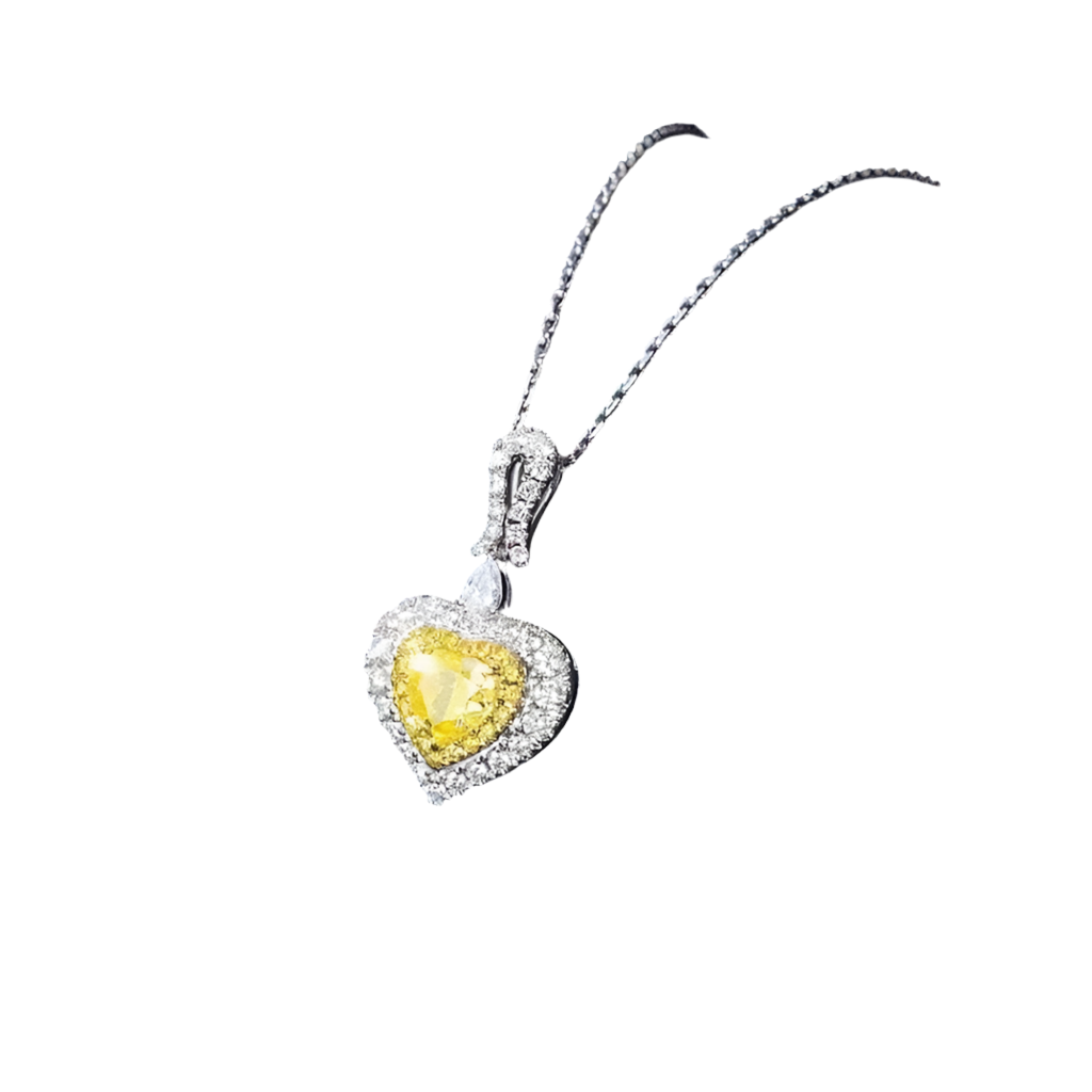 Colgante de Corazón con Diamantes en Oro Blanco 18k