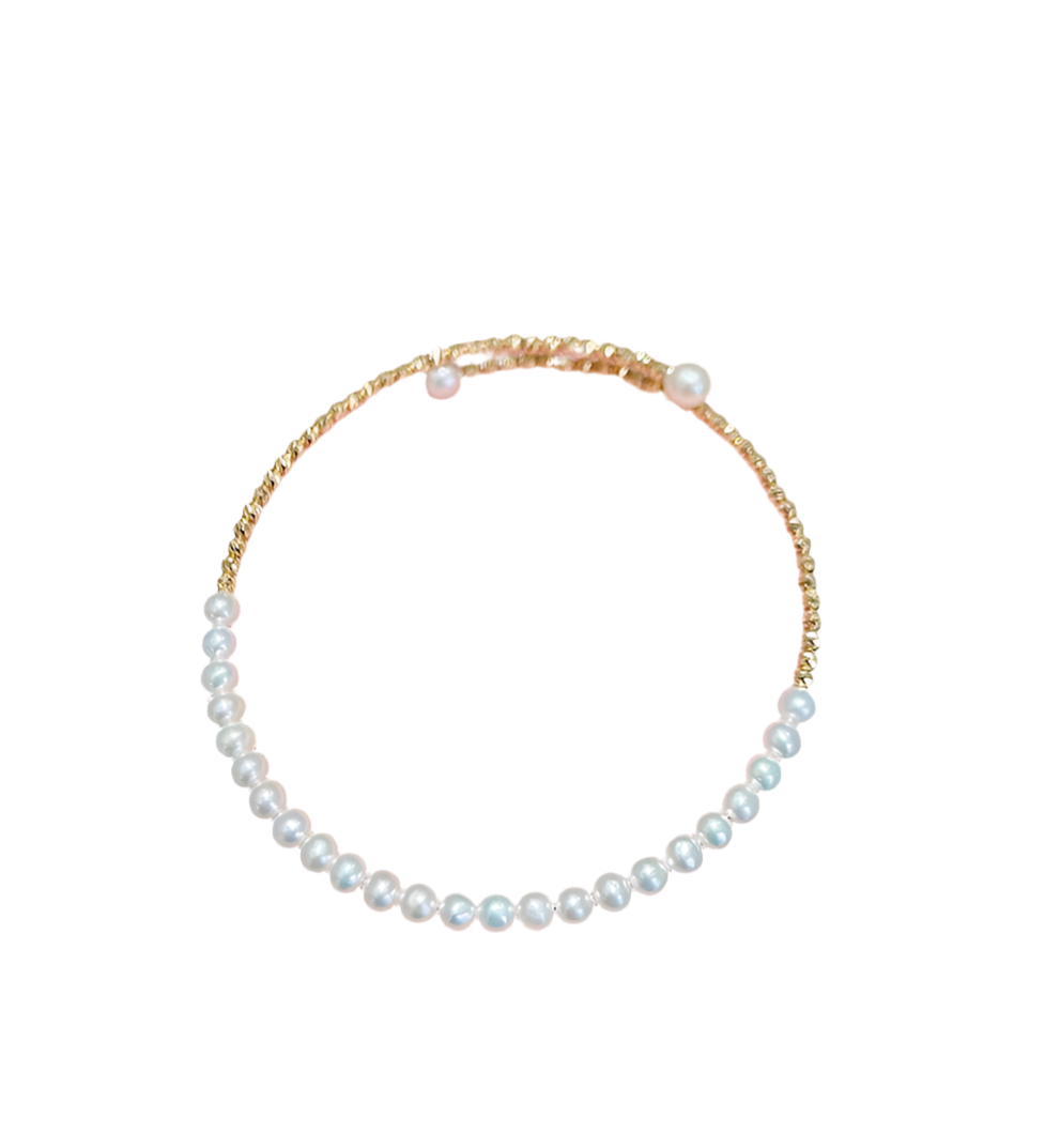 Brazalete de Oro Rosa 18K con Perlas Naturales de Agua Dulce