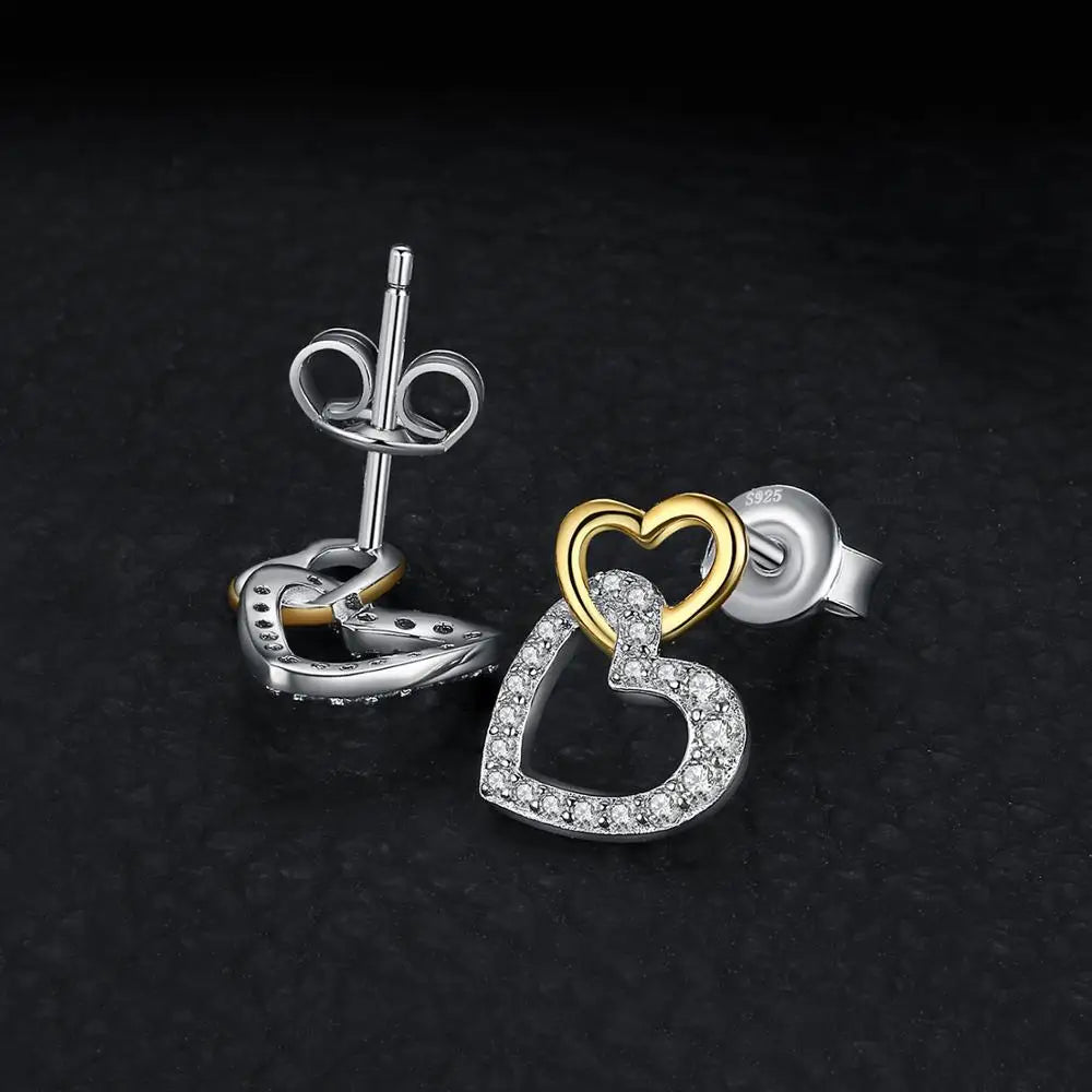 925 Sterling Silver Heart Shaped Cubic Zirconia Stud Earrings