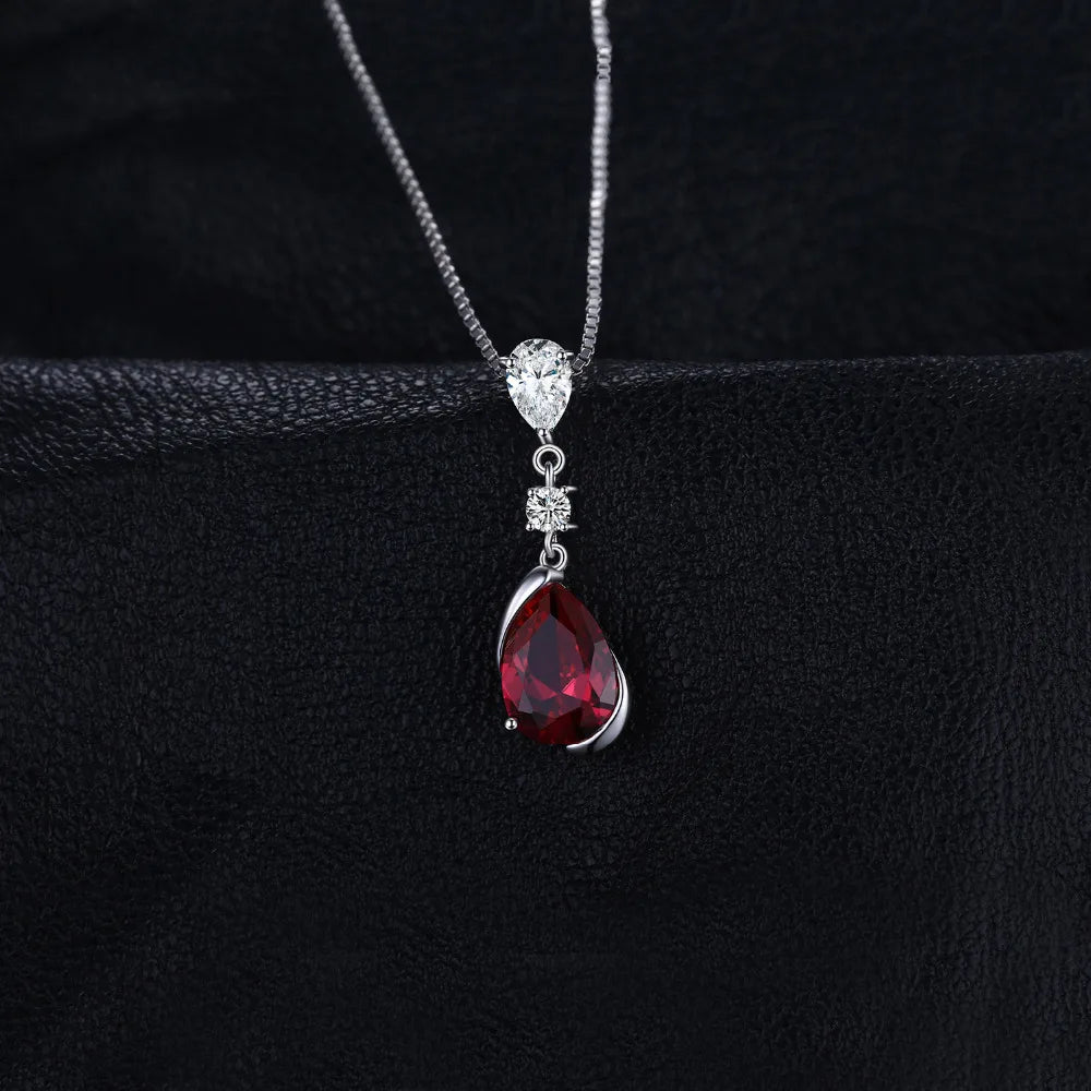 925 Sterling Silver Pendant with Teardrop Ruby