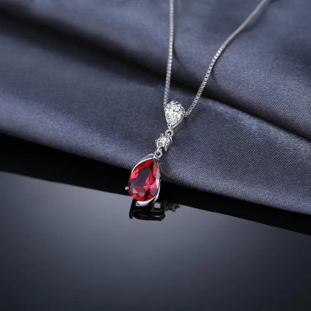 925 Sterling Silver Pendant with Teardrop Ruby