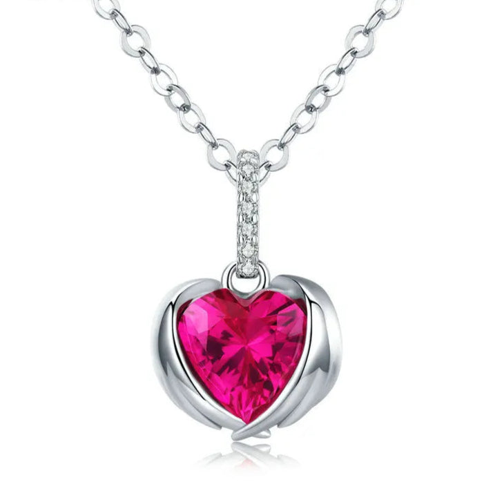 925 Sterling Silver Necklace with Heart-Shaped Pendant and Zirconia