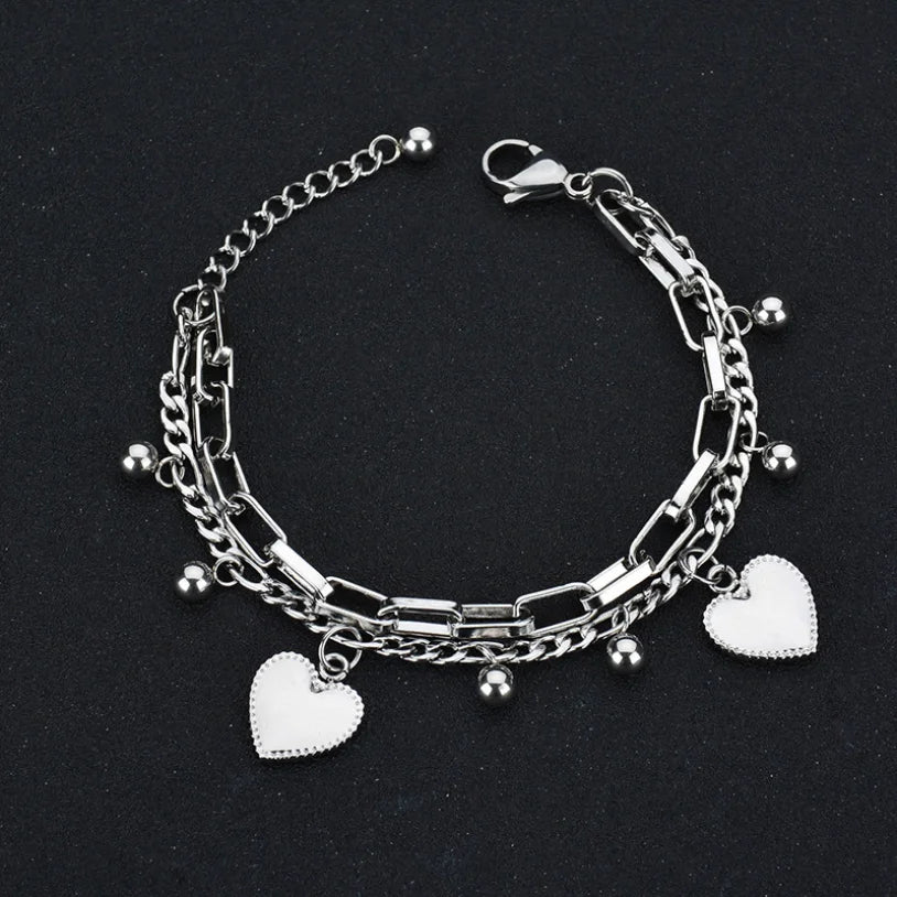 Pulsera de Acero Inoxidable con Cadena de Enlace Geométrica para Mujer