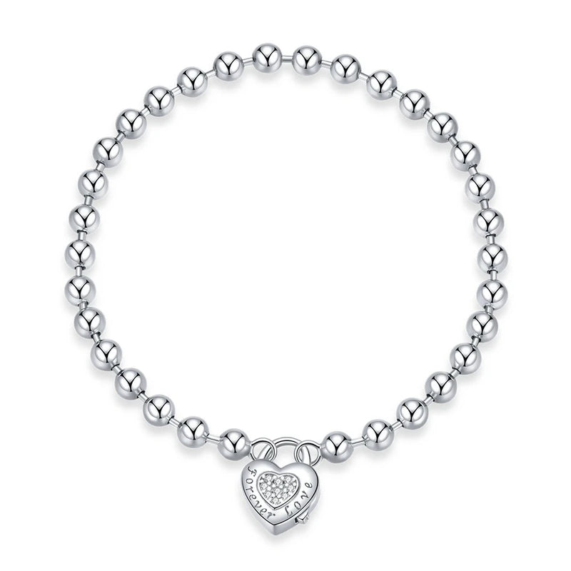 925 Sterling Silver Heart Bracelet with Zirconia 