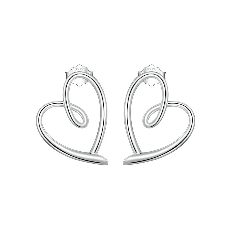 Twisted Heart Shaped Earrings – 925 Sterling Silver