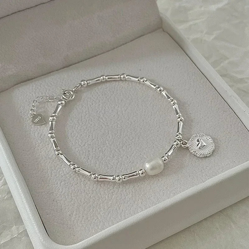 Pulsera de plata de ley 925 con nudos de perlas parciales para mujer, diseño de lujo a la moda, joyería con cuentas, pulsera con dijes, regalo