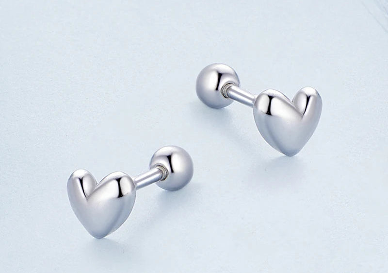 925 Sterling Silver Heart Shaped Earrings