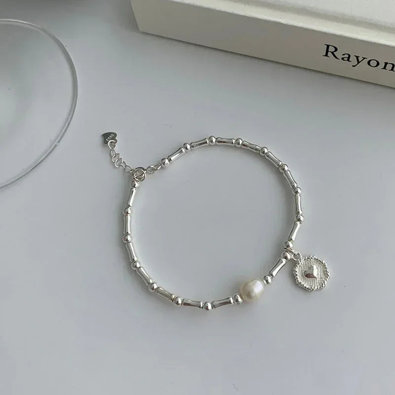 Pulsera de plata de ley 925 con nudos de perlas parciales para mujer, diseño de lujo a la moda, joyería con cuentas, pulsera con dijes, regalo