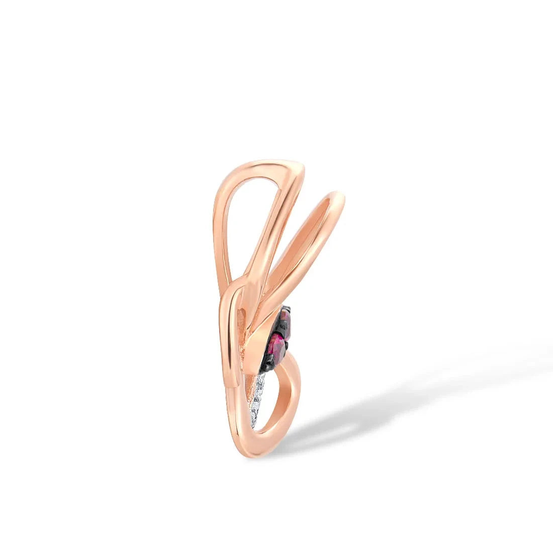 Colgante de Oro Rosa de 14K con Rubí y Diamantes en Forma de Insecto