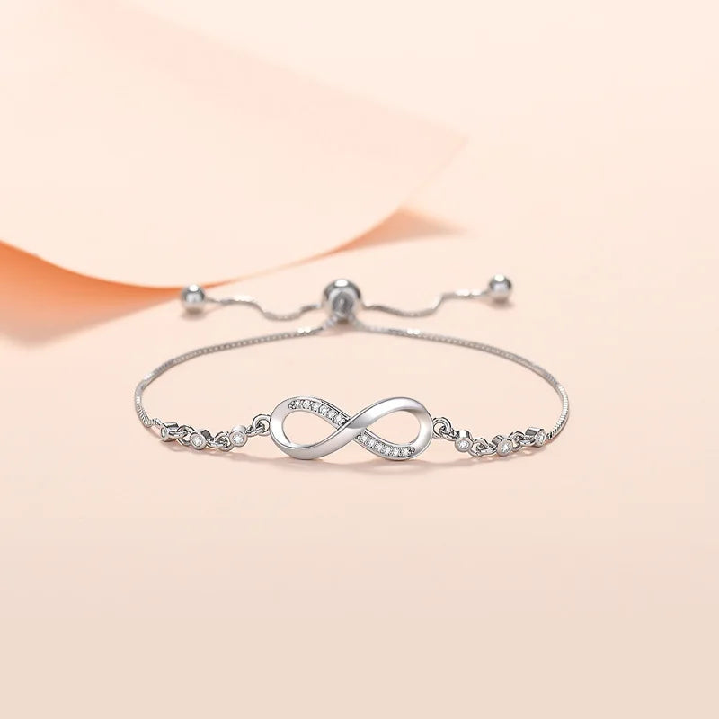 Pulsera de Plata Esterlina 925 con Cristal en Forma de Corazón