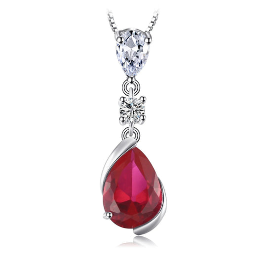 925 Sterling Silver Pendant with Teardrop Ruby