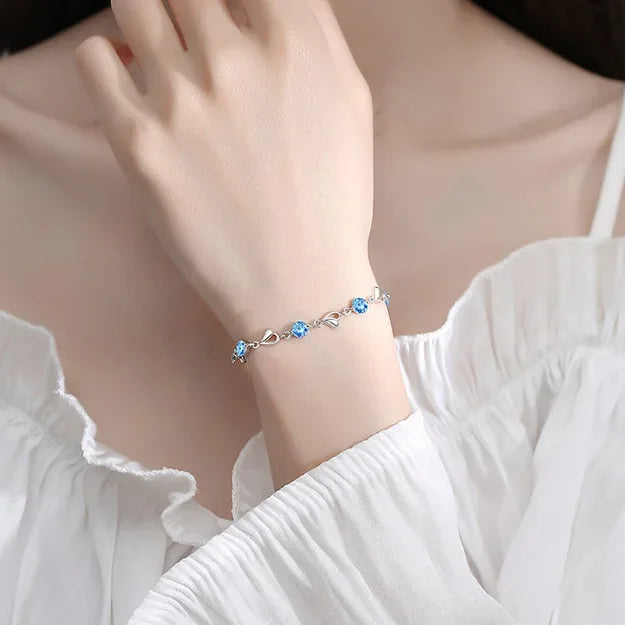 Pulsera de Plata Esterlina 925 con Cristales Azules - Elegancia Versátil