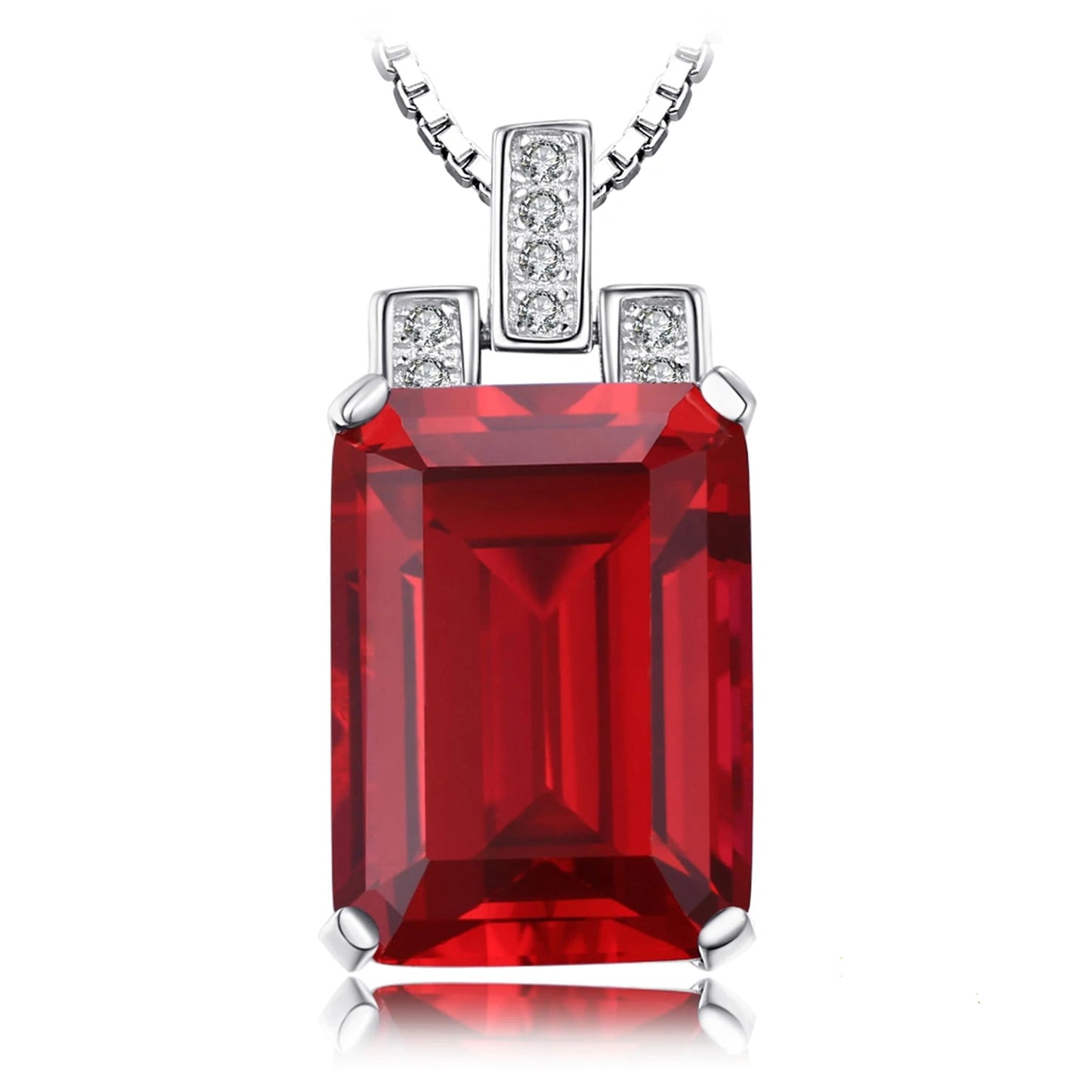 Classic Created Ruby Pendant Necklace in 925 Sterling Silver