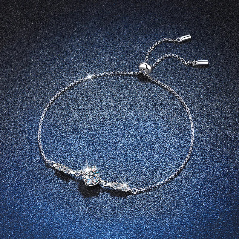 Pulsera de plata de ley 925 con moissanita