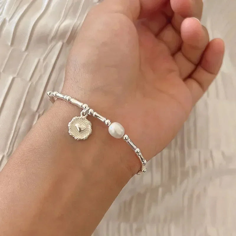 Pulsera de plata de ley 925 con nudos de perlas parciales para mujer, diseño de lujo a la moda, joyería con cuentas, pulsera con dijes, regalo