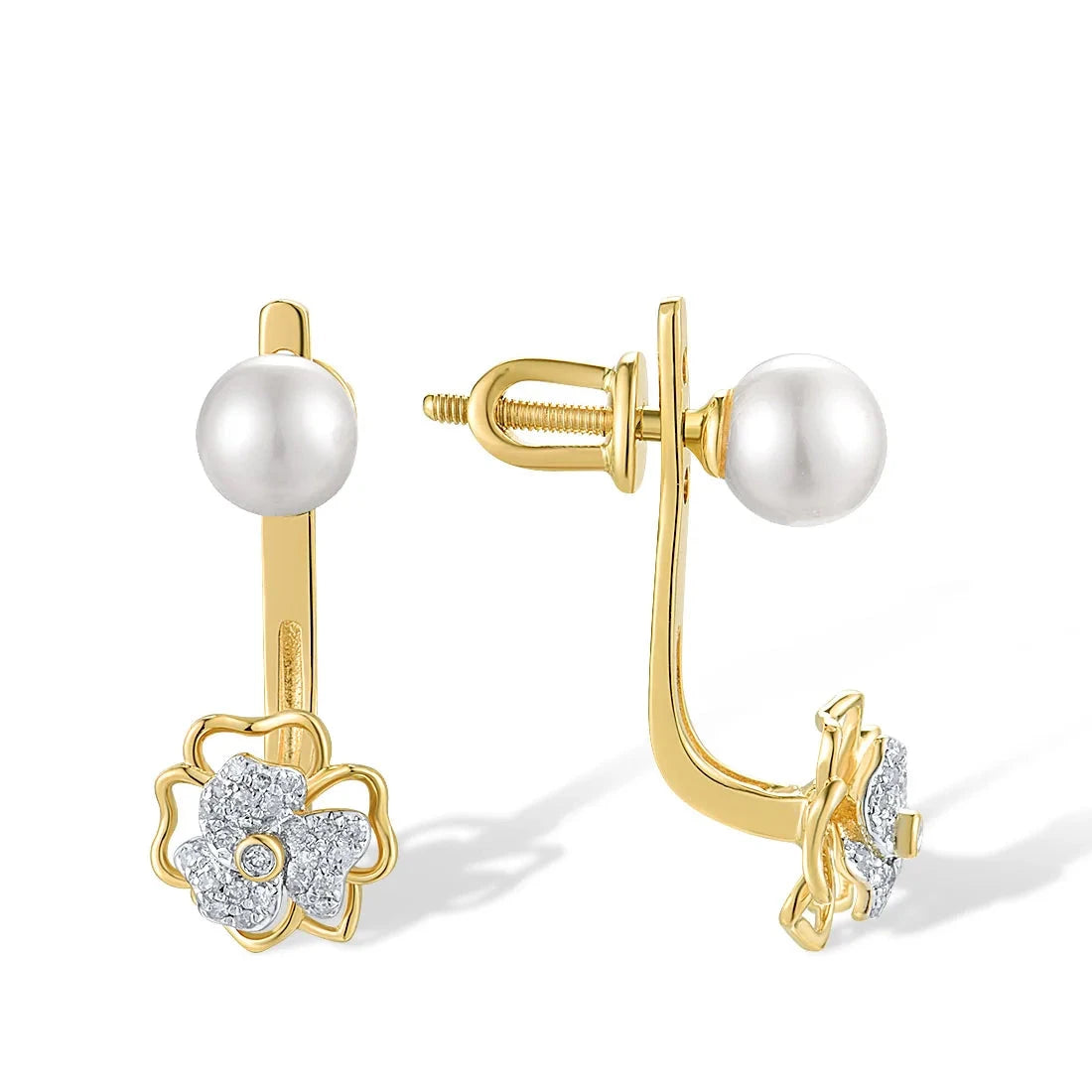 Pendientes de Oro Amarillo 14K con Perla