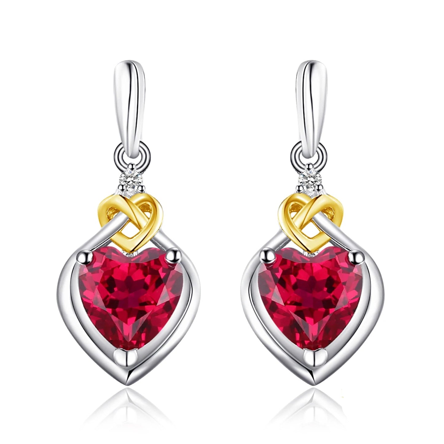 925 Sterling Silver Drop Earrings with Created Ruby 