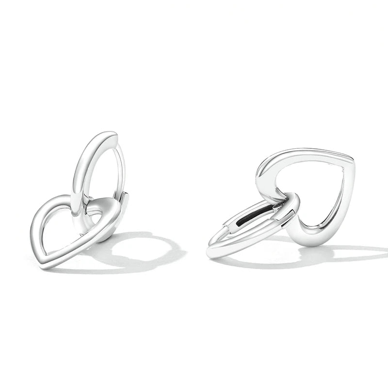 925 Sterling Silver Heart Design Dangle Earrings