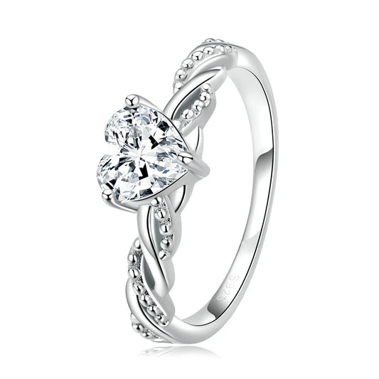 Heart Ring in 925 Sterling Silver with Zirconia and Modern Design