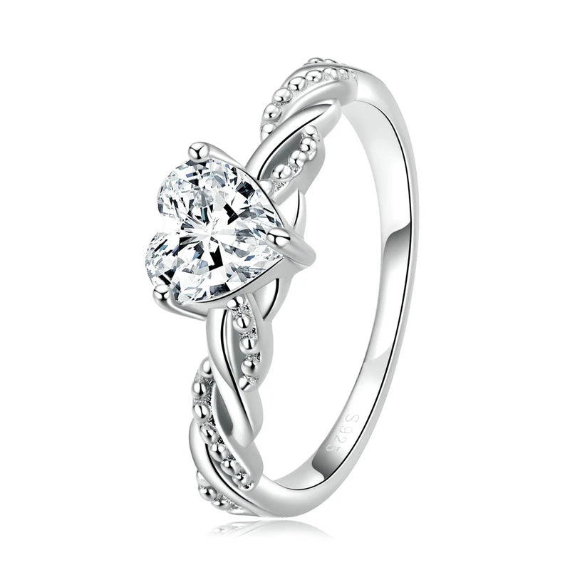 925 Sterling Silver Ring with Heart Shaped Zirconia