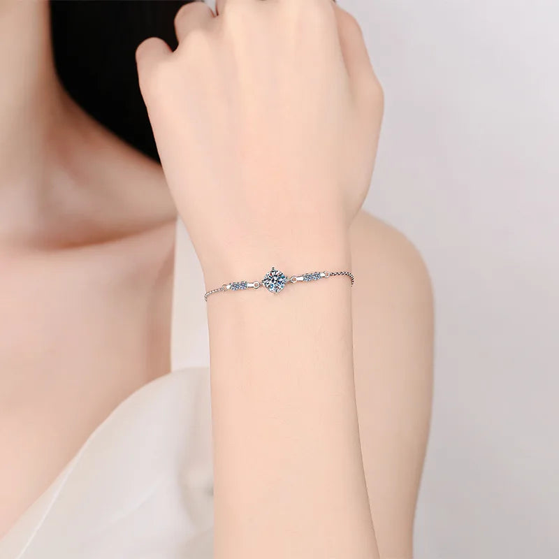 Pulsera de plata de ley 925 con moissanita